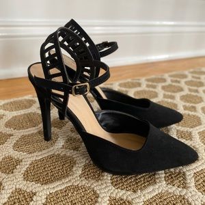 Black suede pumps. BARELY WORN